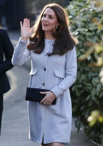 Kate dressed in a pale blue short coat 