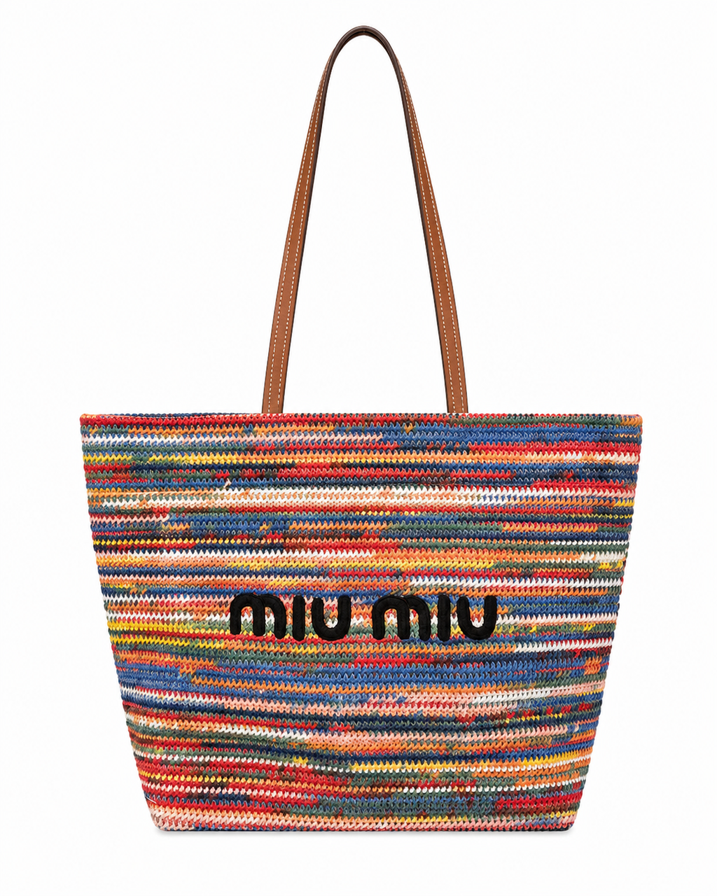 Miu Miu – Дамска многоцветна плетена плажна чанта